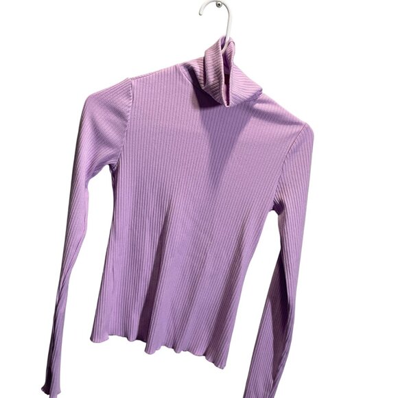 Show Me Your Mumu XS Purple Ribbed Mock Neck Long Sleeve Top - Picture 2 of 4